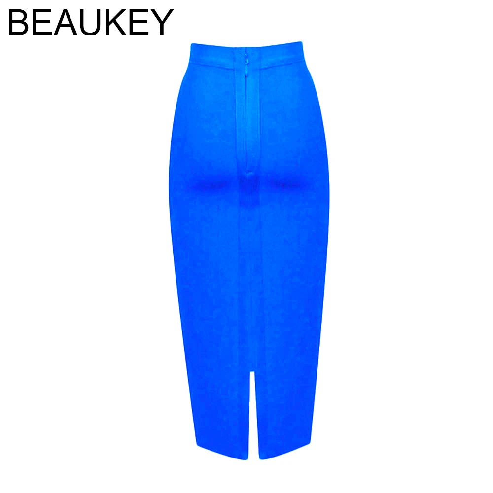 Женская юбка карандаш с разрезом BEAUKEY черная обтягивающая до середины икры