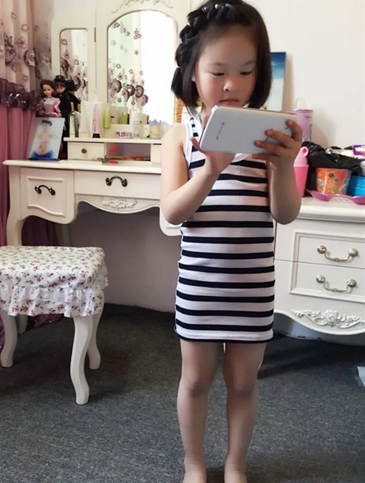 2017 летнее платье для девочек детское Хлопковое платье-карандаш в полоску