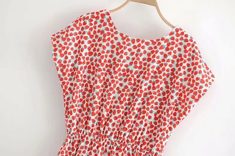 2019 элегантное женское платье с принтом клубники повседневное тонкое мини