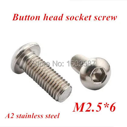 

1000pcs/lot M2.5*6 Bolt A2-70 ISO7380 Button Head Socket Screw/Bolt SUS304 Stainless Steel M2.5X6mm