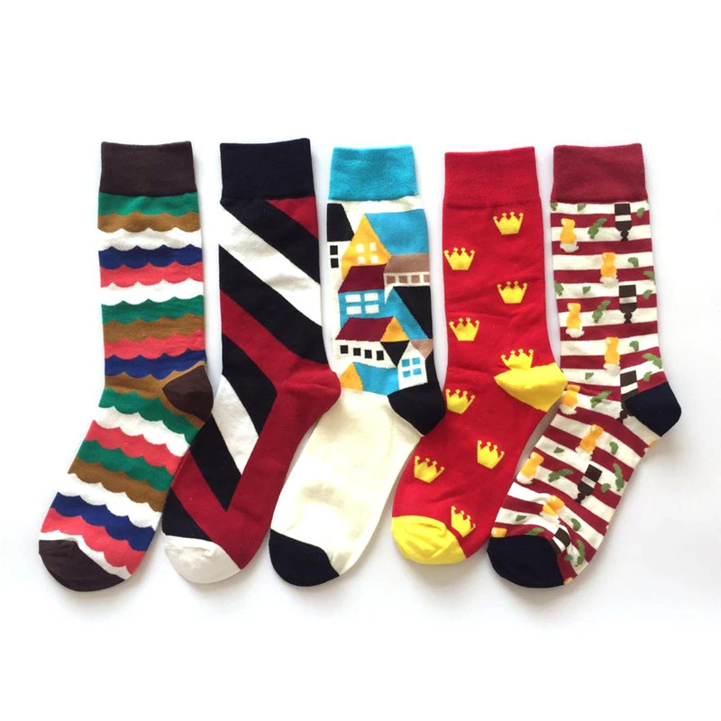 XLJZSD 1pair 2019 New ARRIVAL British Style Man Socks Fashion Brand Stripe Flamingo Knee-High Cotton Autumn &amp Winter XZM033 | Мужская