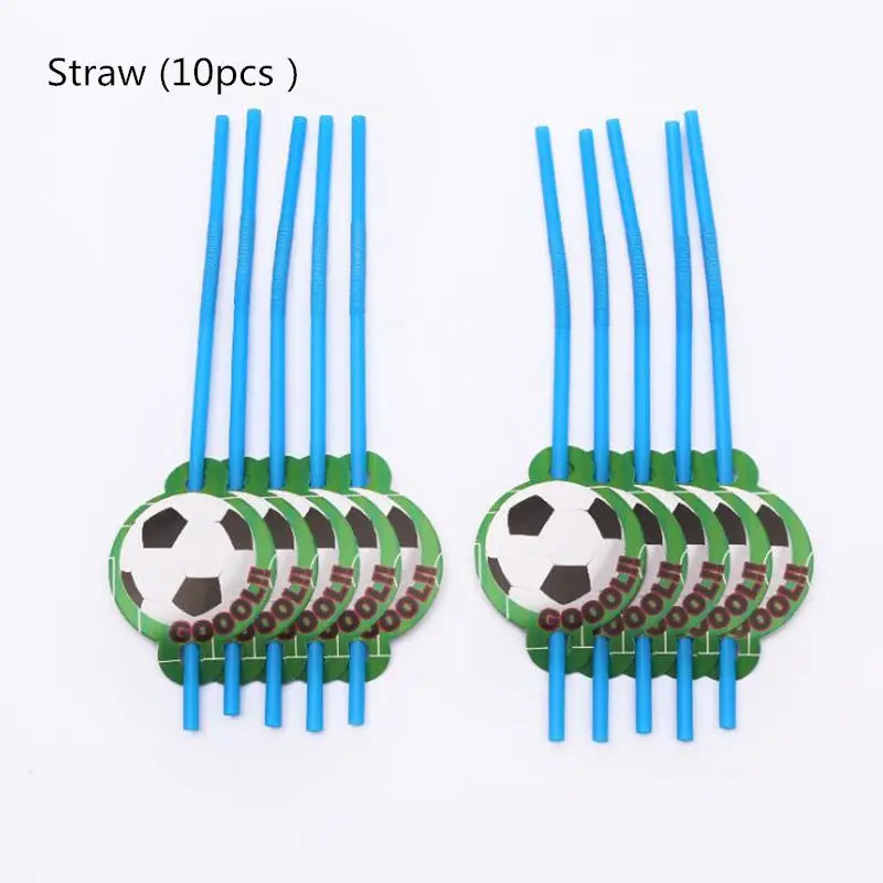 Straw 10pcs Сувениры для мальчиков футбольная тематика Топпер для торта с днем рождения футбольные топперы для кексов с оберткой для украшения детского душа 12 комплектов = 24 шт - Цвет: Straw 10pcs