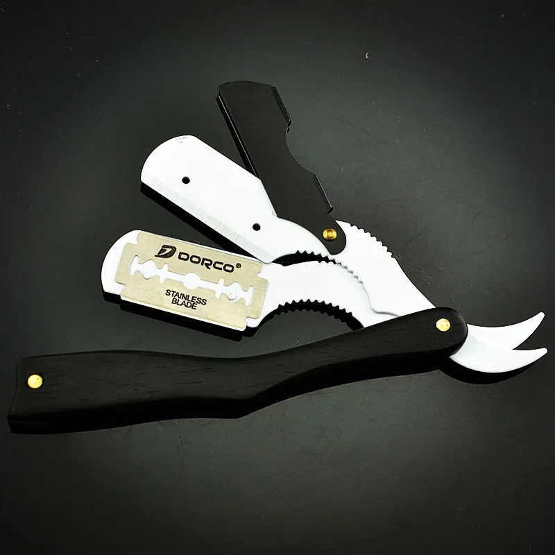 Парикмахерская Нержавеющая сталь прямо лезвию бритвы деревянная ручка на лице