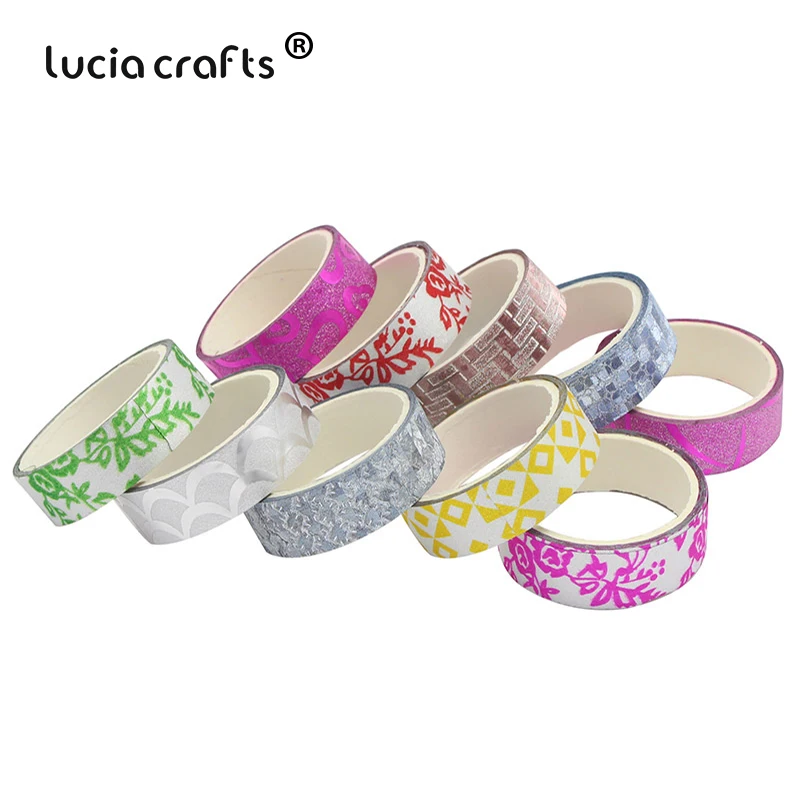 Lucia crafts 10 шт. Блестящая Бумага васи ленты самоклеющиеся наклейка, сделай сам, скрапбукинг Дневник украшения школьные офисные принадлежности I1006