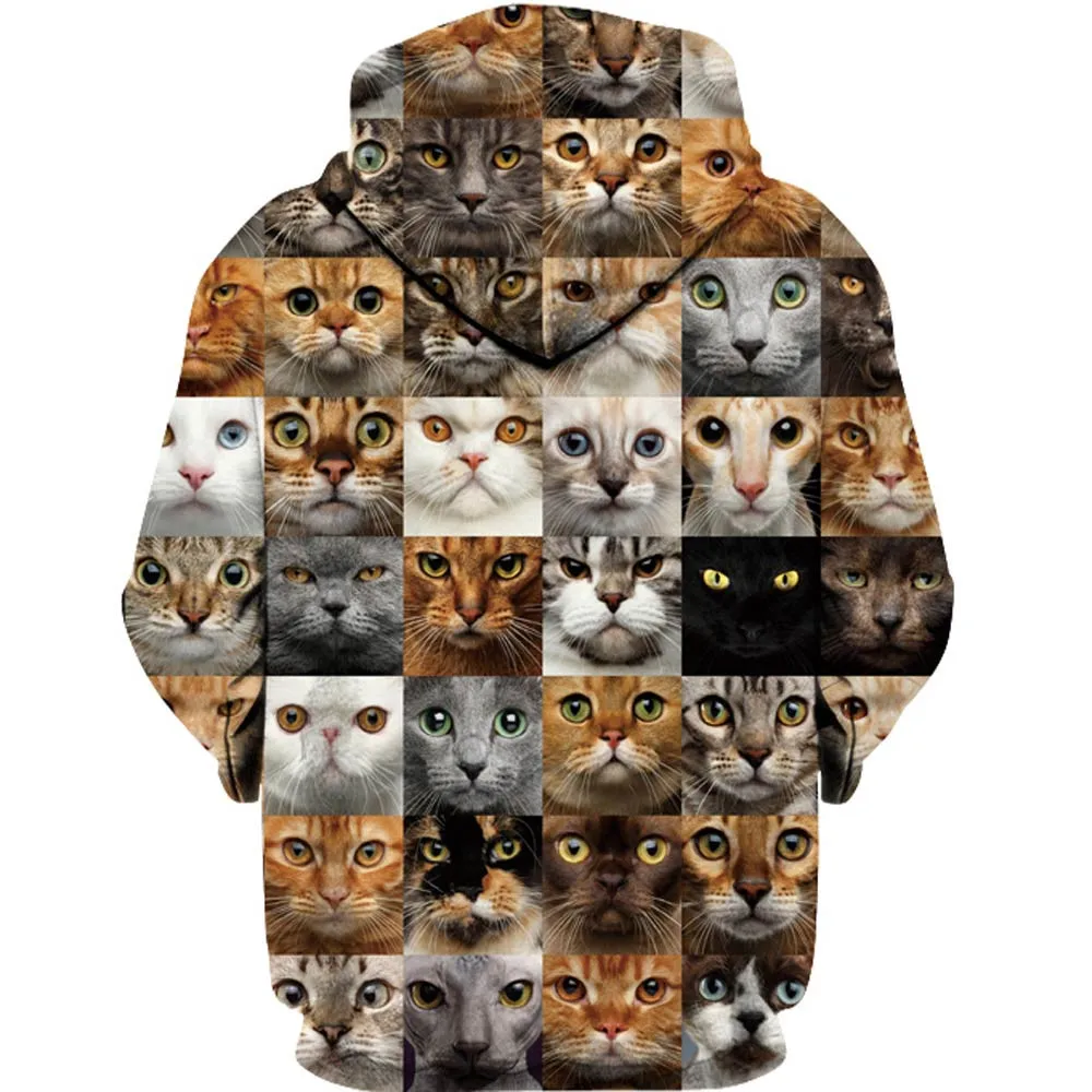 Мужской пуловер с 3D принтом Loverly Cat осенне-зимний теплый узором и длинными