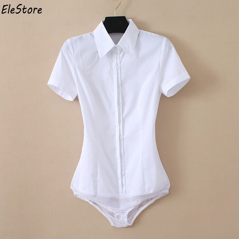 short sleeve Осенняя боди-блузка, рубашка для женщин, плюс размер, боди-блузы, топы, повседневные белые с длинным рукавом, женские офисные рубашки, офисная одежда для женщин - Цвет: short sleeve