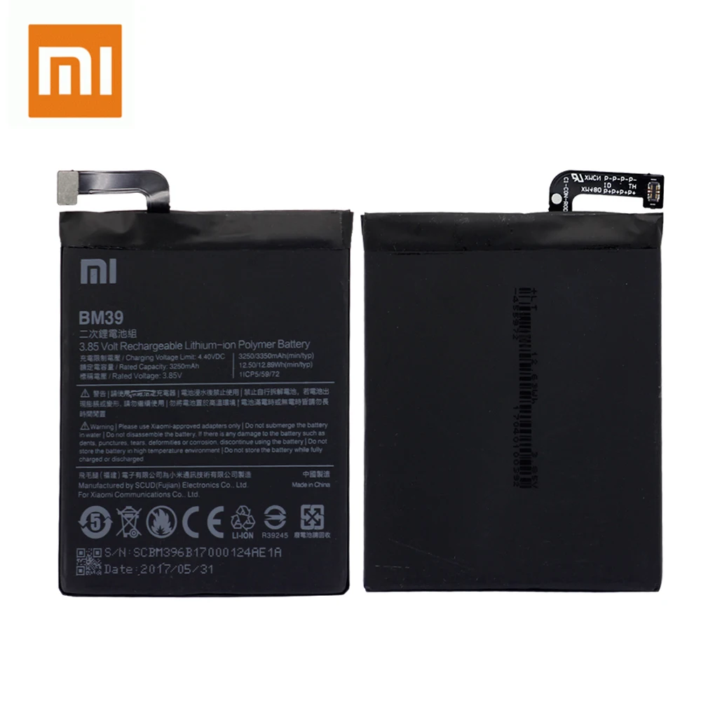 Для Xiaomi Mi6 Mi 6 новая Оригинальная литий ионная сменная батарея BM39 Аутентичные