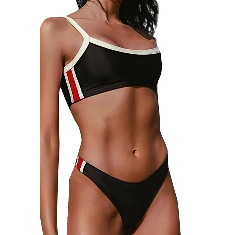 Ladies' solid color High stretch high split suit bathing Sexy Push up Padded Bra bearwear underwear Set 40mr03 | Женская одежда