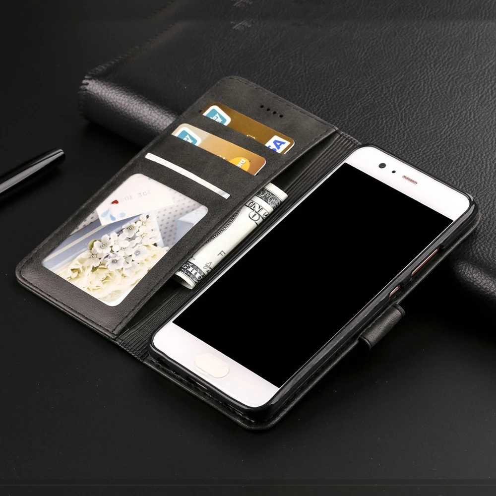 Leather flip case for huawei p10 lite phone plus cases cover wallet card holder book | Мобильные телефоны и аксессуары