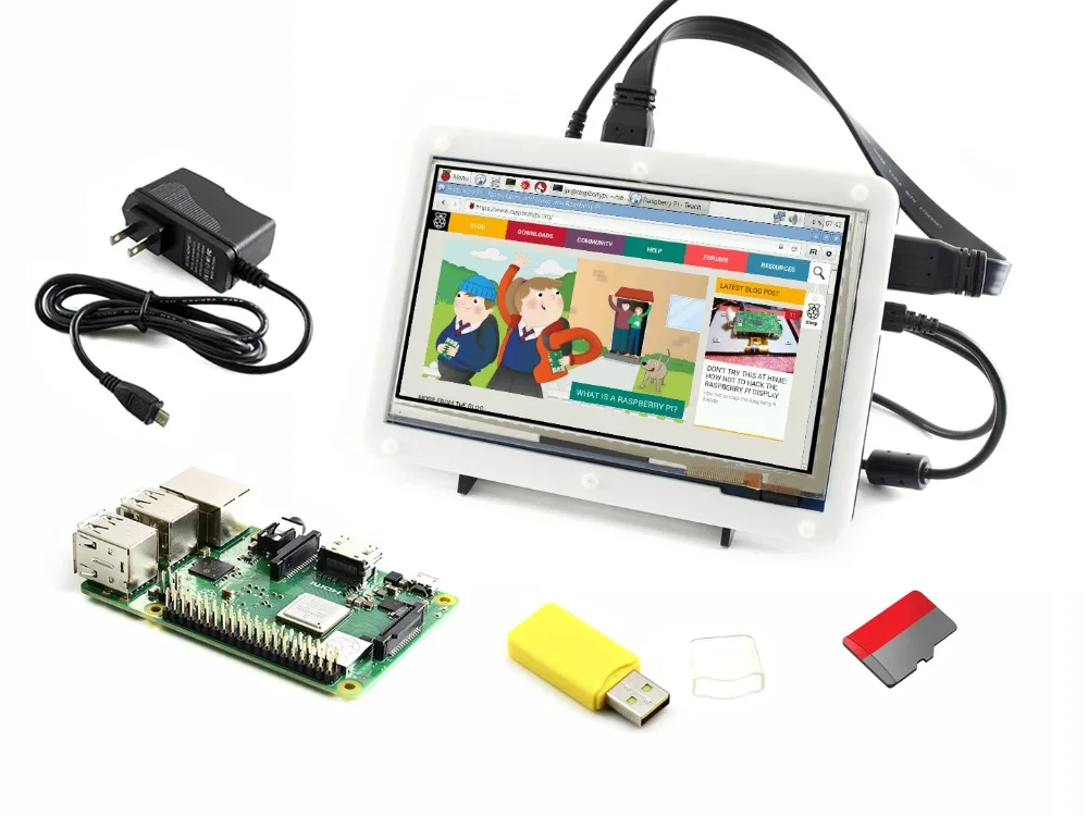 Raspberry Pi 3 Model B + набор для разработки тип F Включает 7 дюймов HDMI LCD (C) биколор корпус 16