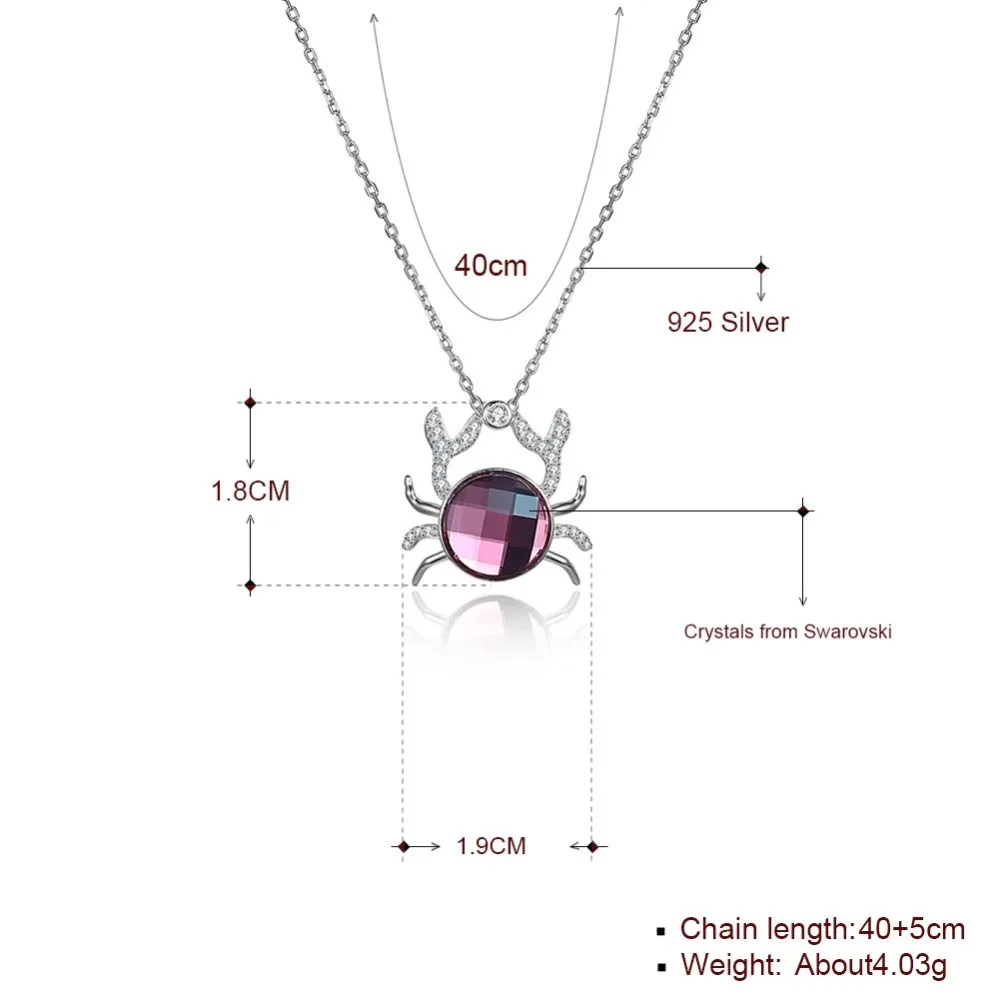 LEKANI Crystals From Swarovski Necklace 925 Sterling Silver Animal Crab Pendant Ms. Geometric Personality Gift | Украшения и