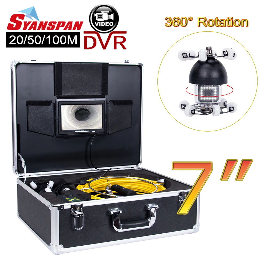 Видеокамера SYANSPAN для исследования труб 7 дюймов 8 ГБ DVR водосточная труба IP68