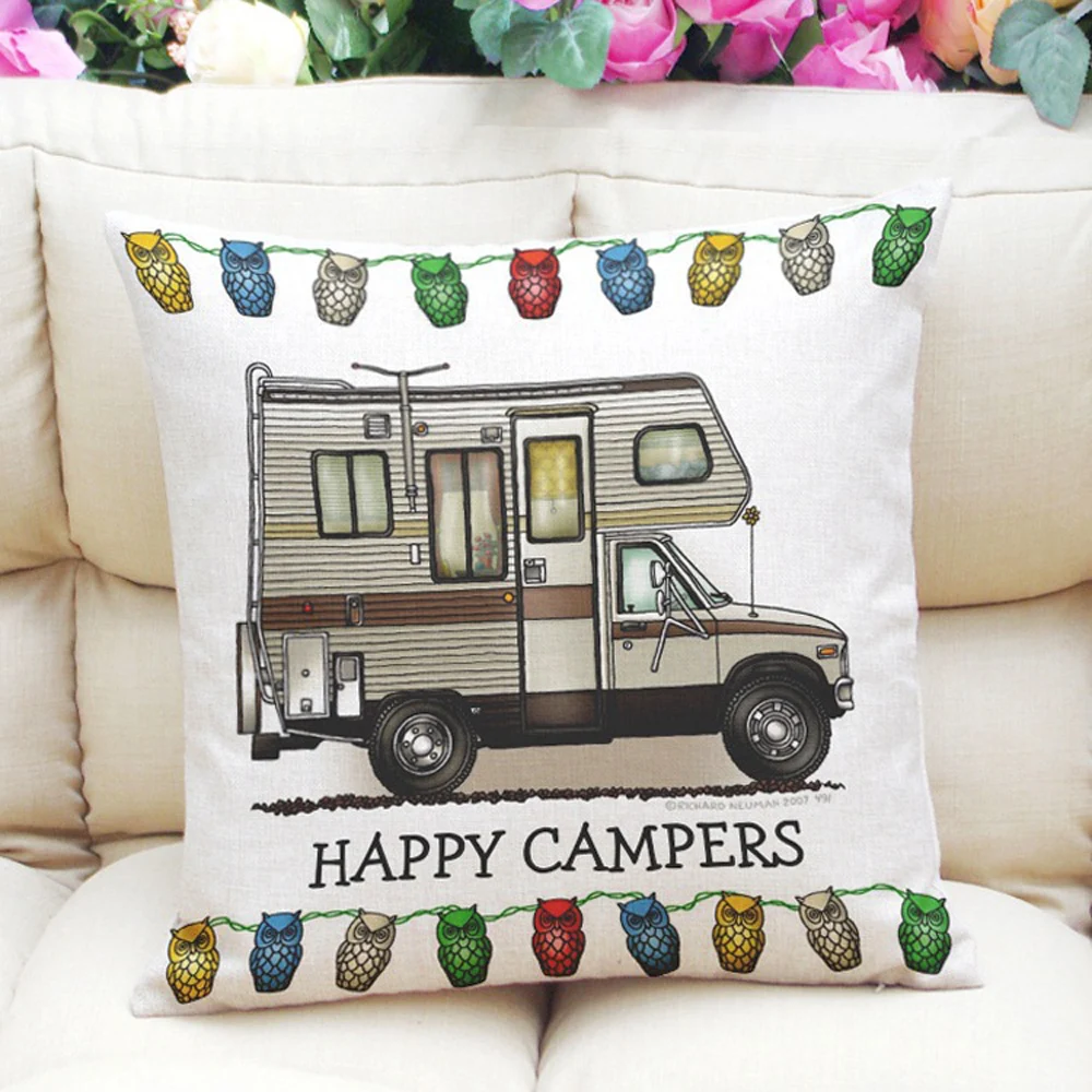 Ouneed декоративные наволочки happy campers наволочка диван талии Бросок Чехлы Home Decor