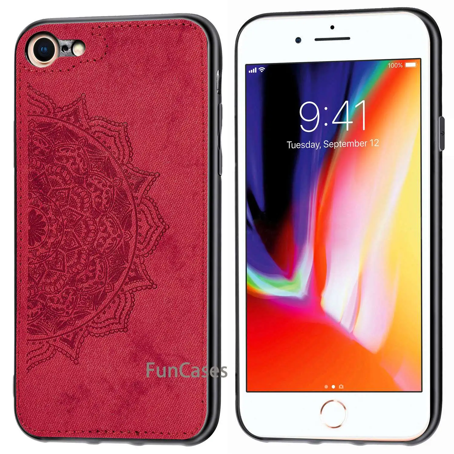 Роскошный тканевый текстурный 3D рельефный Мандала чехол для iPhone 7 8 Премиум