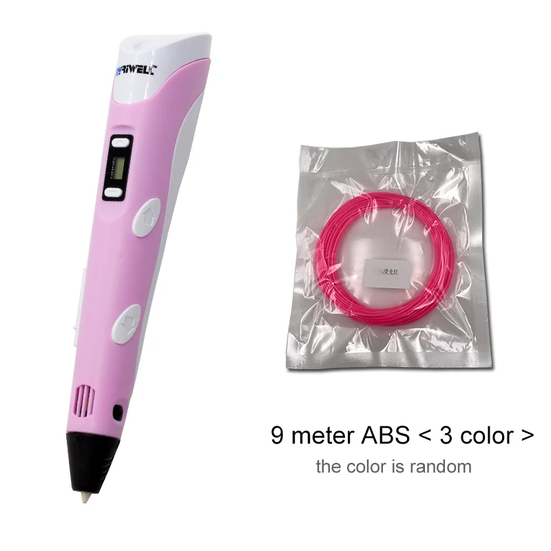 Pink Myriwell 3D Ручка 1,75 мм ABS/PLA DIY 3D ручка для печати светодиодный экран 3D Ручка для рисования 100 м нити креативная игрушка подарок для детей дизайн - Цвет: Pink