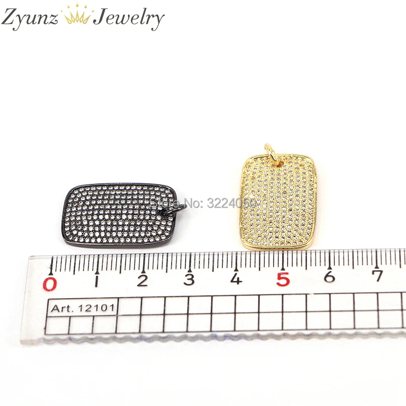 5PCS ZYZ175-8641 Fashion CZ Pave Zirconia Rectangle Pendant Charms Black Gold Silver Color Women Jewelry | Украшения и аксессуары