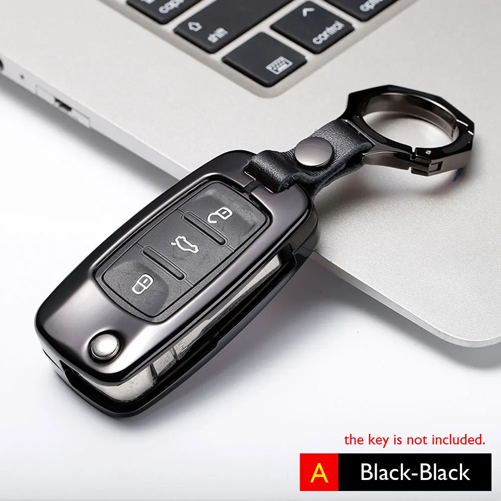 Key A Black-Black Чехол для ключей автомобиля из цинкового сплава для VW Volkswagen Sagitar Lavida Lamando Jetta Golf Parati Phaeton Phideon T-Roc Skoda - Название цвета: Key A Black-Black