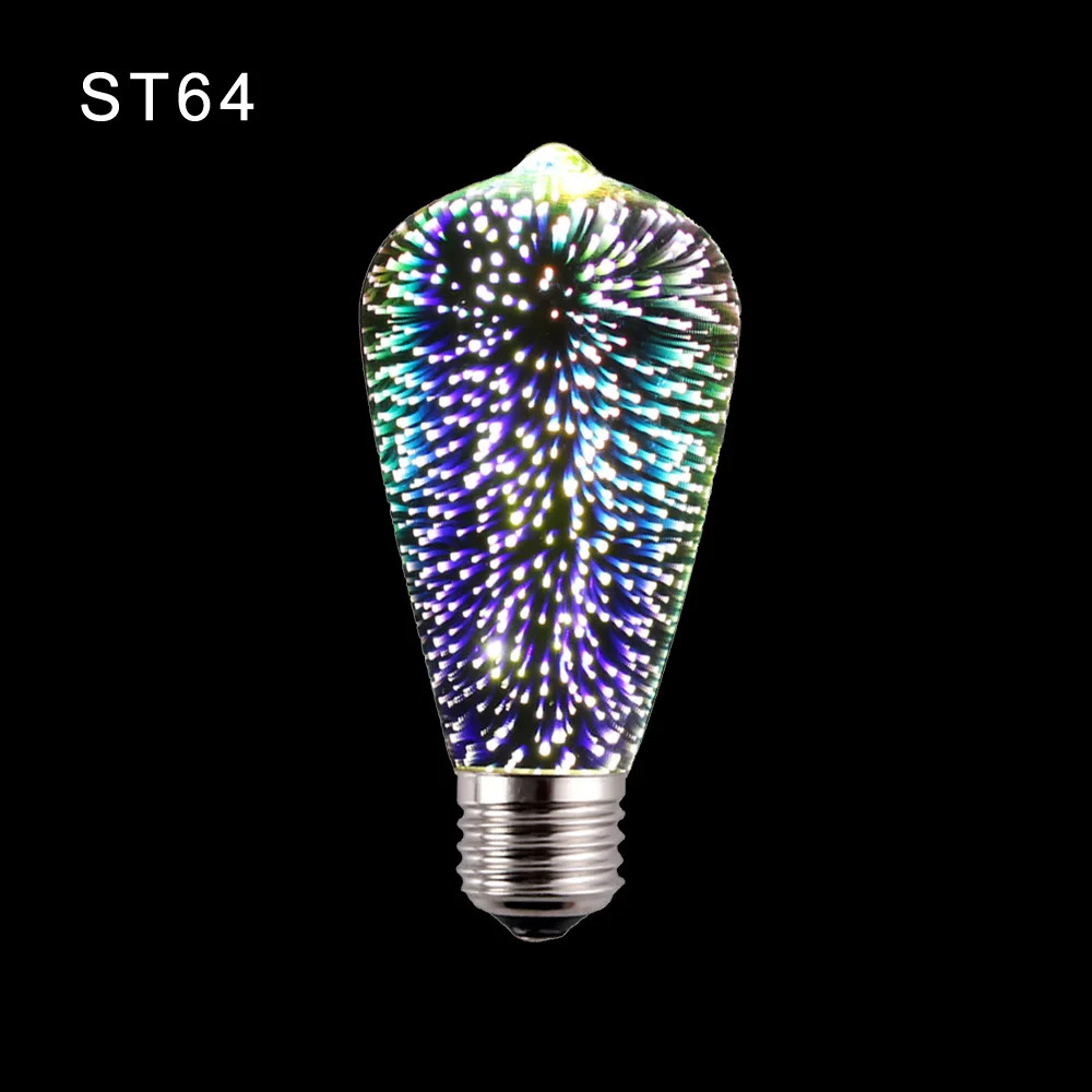 Светодиодные лампы Edison E27 3D фейерверк шар праздничное украшение лампочка