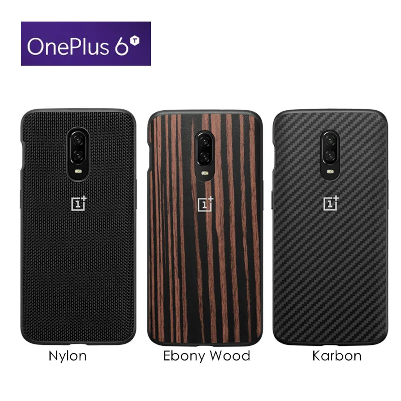 Оригинальный чехол-бампер ONEPLUS 6T из черного дерева нейлона и ТПУ Официальный