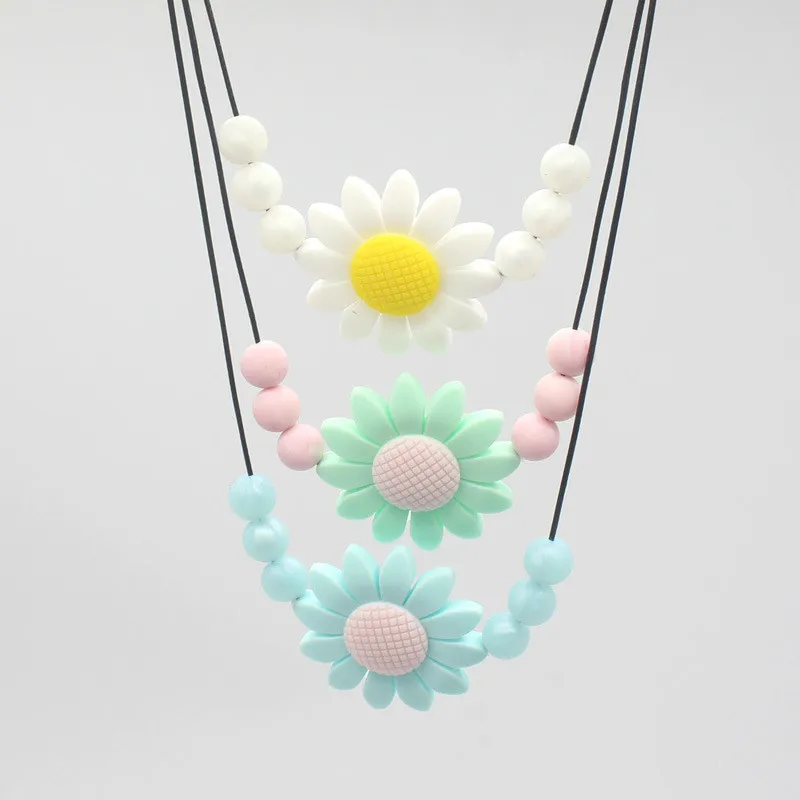 Цветок Силиконовые Детские Прорезыватели ожерелье жевательная подвеска Кусачка