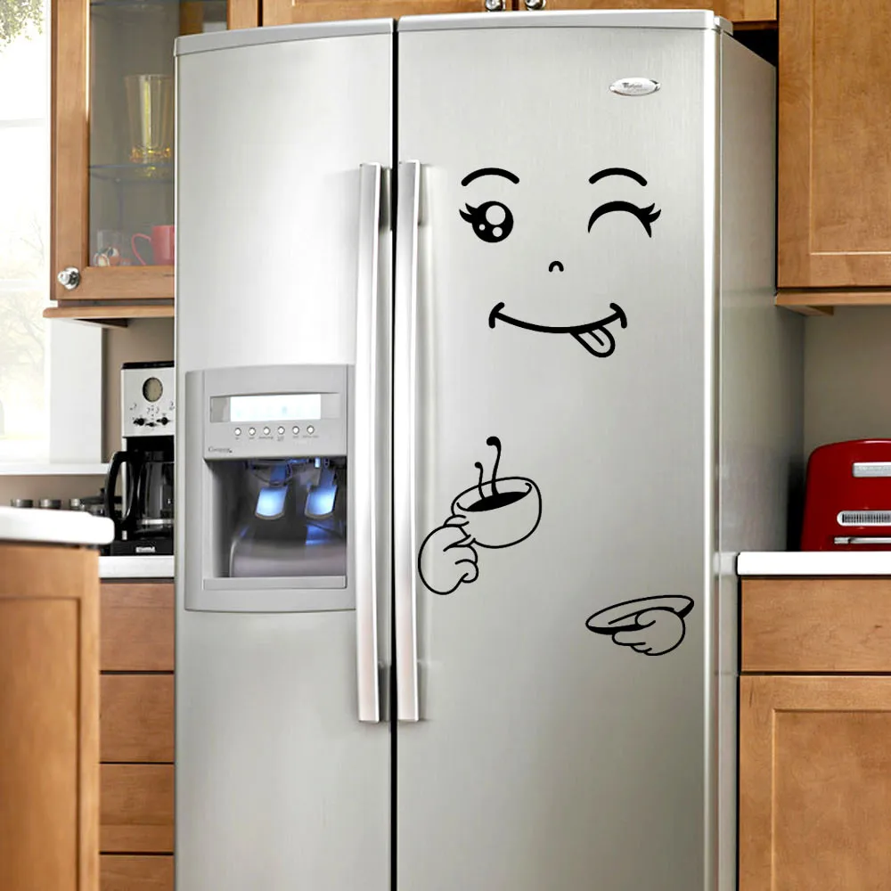 

Sticker Fridge Happy Delicious Face Kitchen Fridge Wall Stickers Art Home Room Decoration Diy 50 X 72cm Adesivo De Parede #763