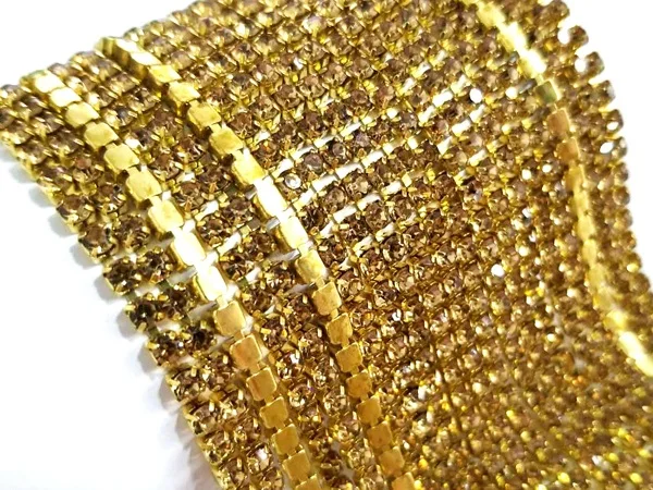 Crystal yellow SS16 4 мм 5 ярдов/партия Золотое дно стекло Кристалл Стразы цепи, пришить на чашки цепи для diy одежды сумки украшения ZLG16 - Цвет: Crystal yellow