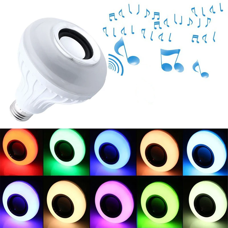 

Smart led e27 B22 RGB Bluetooth Speaker LED Bulb Light 12W Music Playing Dimmable Wireless Led Lamp with 24 Keys Remote Control