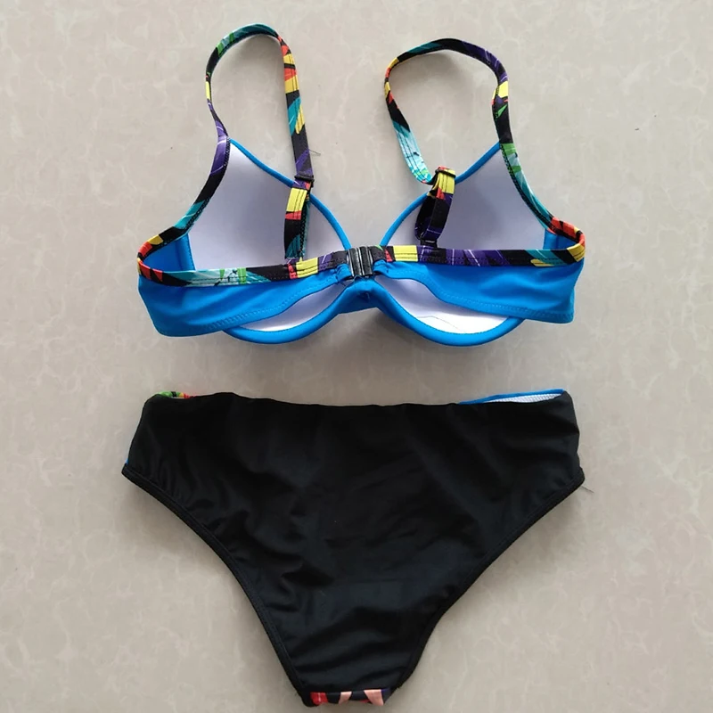 2018 Sexy Cross Brazilian Bikinis Women Patchwork Swimwear Print Swimsuit Push Up Bikini Set Bandage Beachwear Bathing Suits |