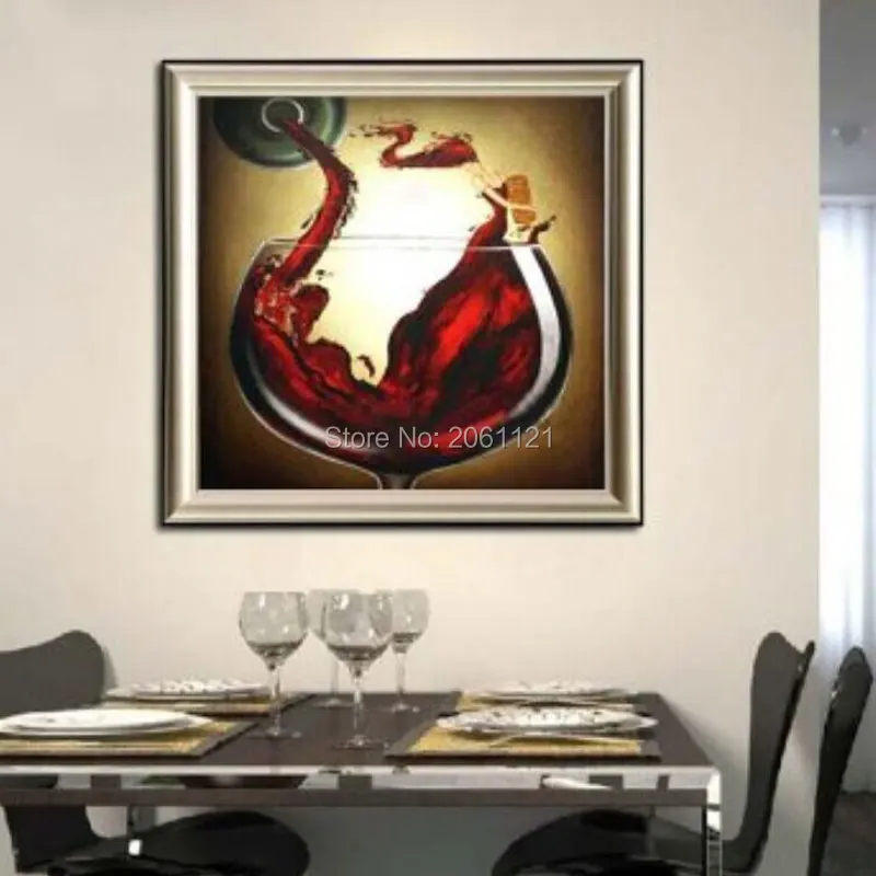 hand painted modern dining room decorative oil paintings champagne glass wall canvas art wine life painting picture decor | Дом и сад