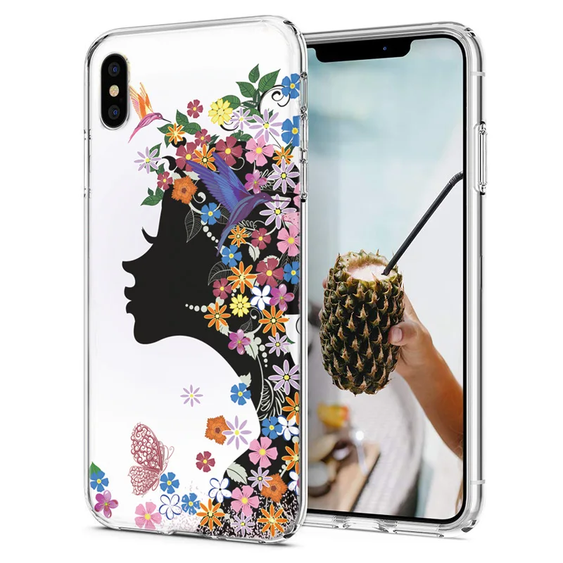 Мягкий чехол для телефона iPhone X XS XR чехлы из ТПУ цветной цветок лист мандала Fundas