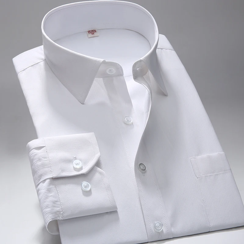 S~7xl Oversized shirt men regular fit  square collar long sleeve dress shirts for men Solid Twill Striped White Mens Clothes