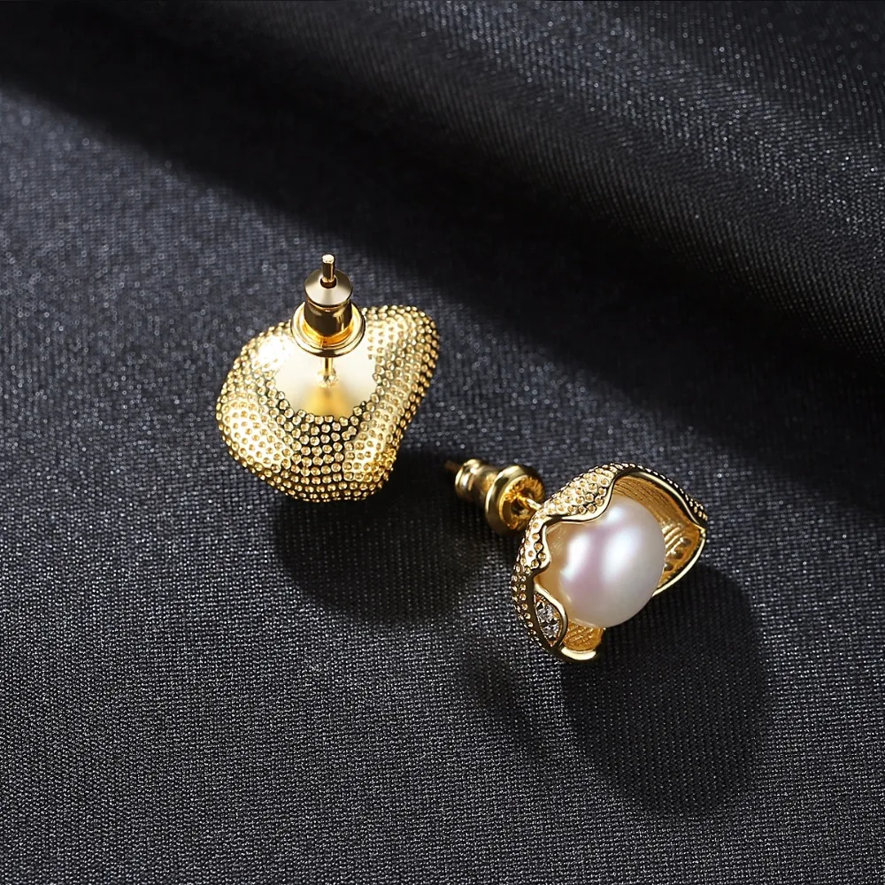 DR Charm 18k оболочка золотого цвета Дизайн Настоящее серебро 925 пробы пресноводный