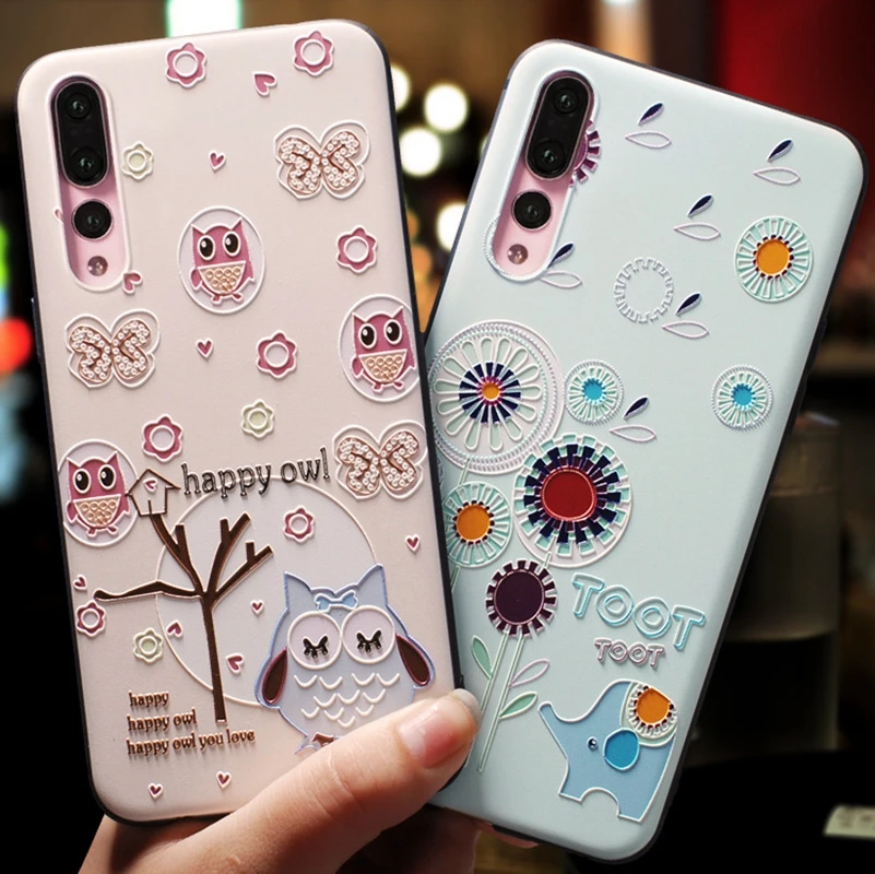 Elephant Emboss Animals Case For Huawei P10 Plus P20 Pro Honor 8 9 P9 Mate10 Lite Owl Cases |
