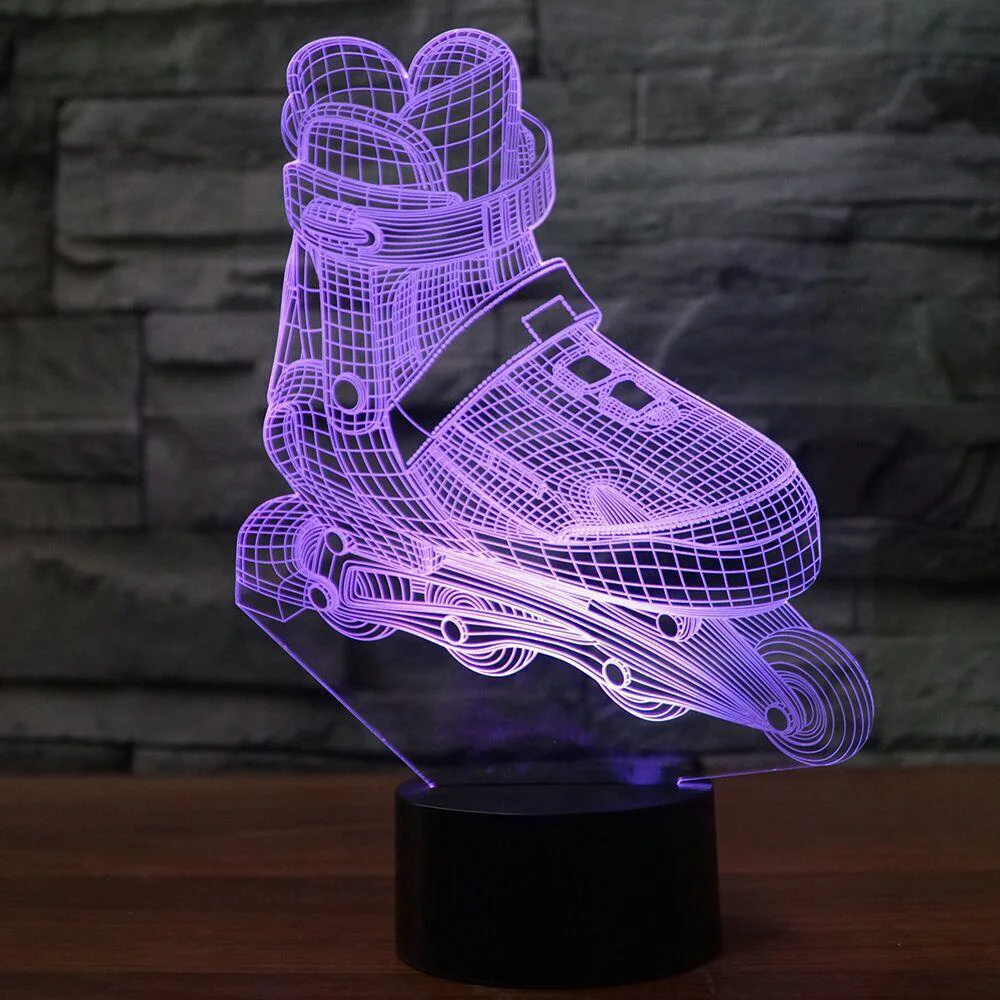 Роликовые коньки LED 3D ночник обувь настольная лампа Luminaria Детская комната