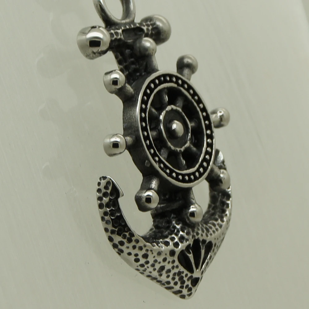 

cool men/boy anchor & rudder 316L stainless steel pendant necklace