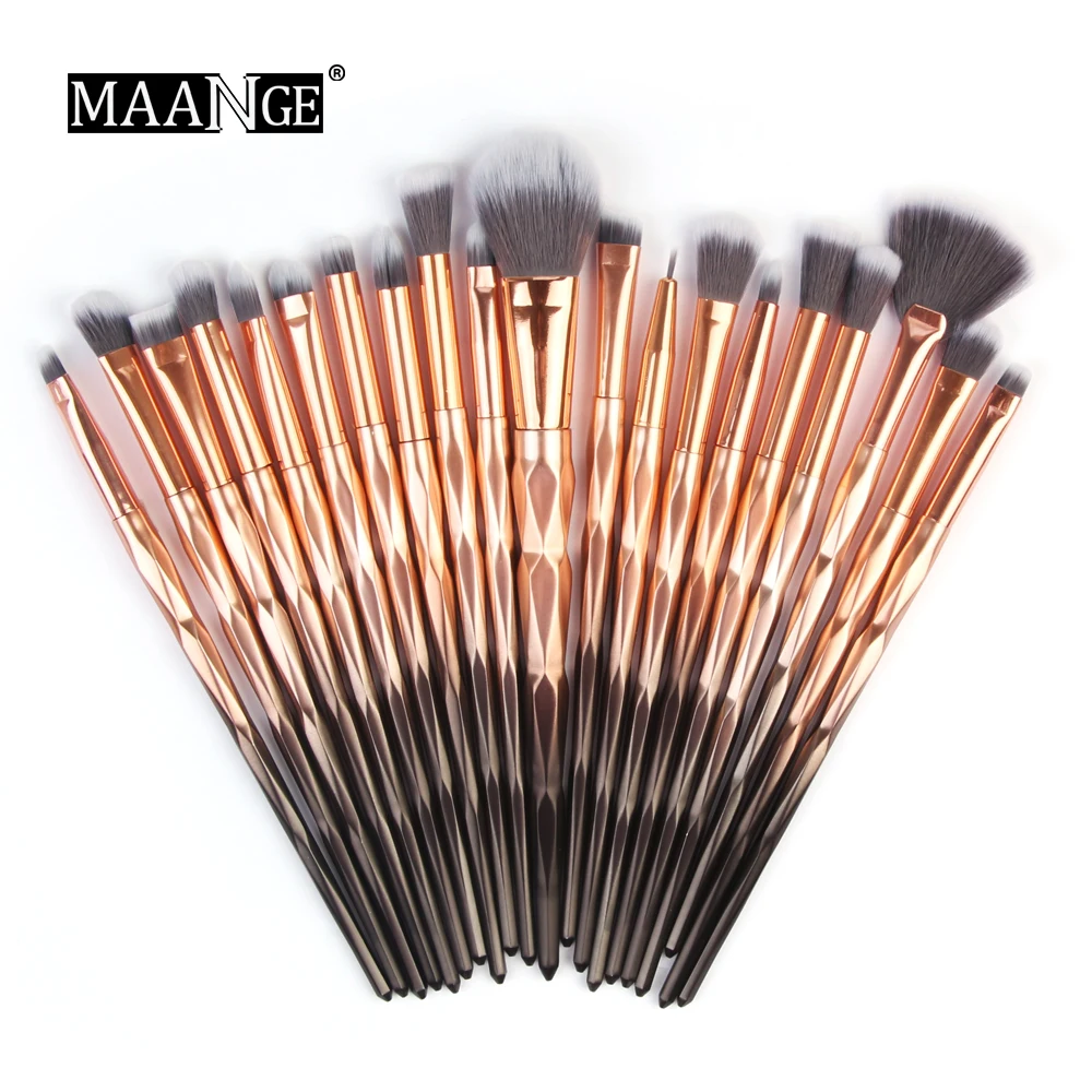 20pcs Black gold MAANGE 15/20 штук кисти для макияжа Набор Новая Пудра Тени для век Контур Красота для женщин для косметический инструмент для макияжа, набор для макияжа бровей - Handle Color: 20pcs Black gold