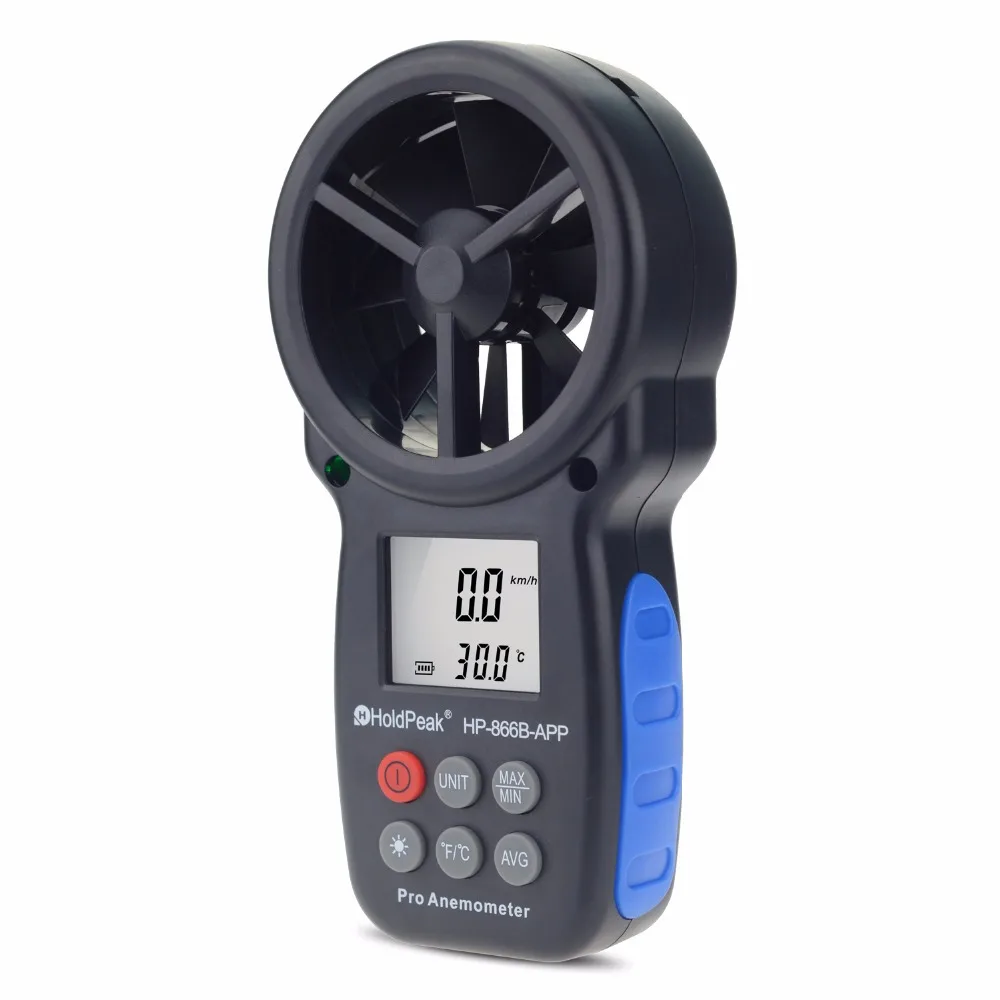 HoldPeak HP-866B-APP Digital Anemometer With Mobile APP Wind Speed Meter Measures Temperature Chill Backlight | Инструменты