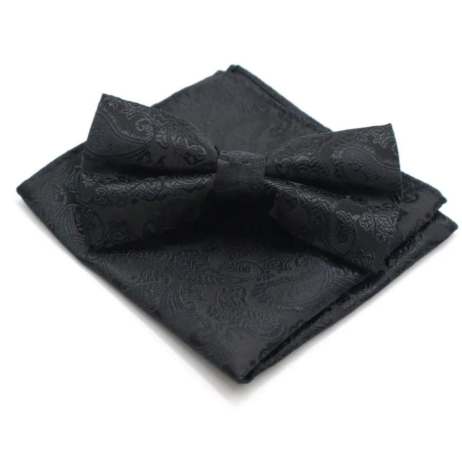 BWF-10 Classic Men's Floral Paisley Pocket Square Bows Tie Set Adjustable Handkerchief Bowtie Sets Wedding Party Necktie Hanky Lot - Цвет: BWF-10