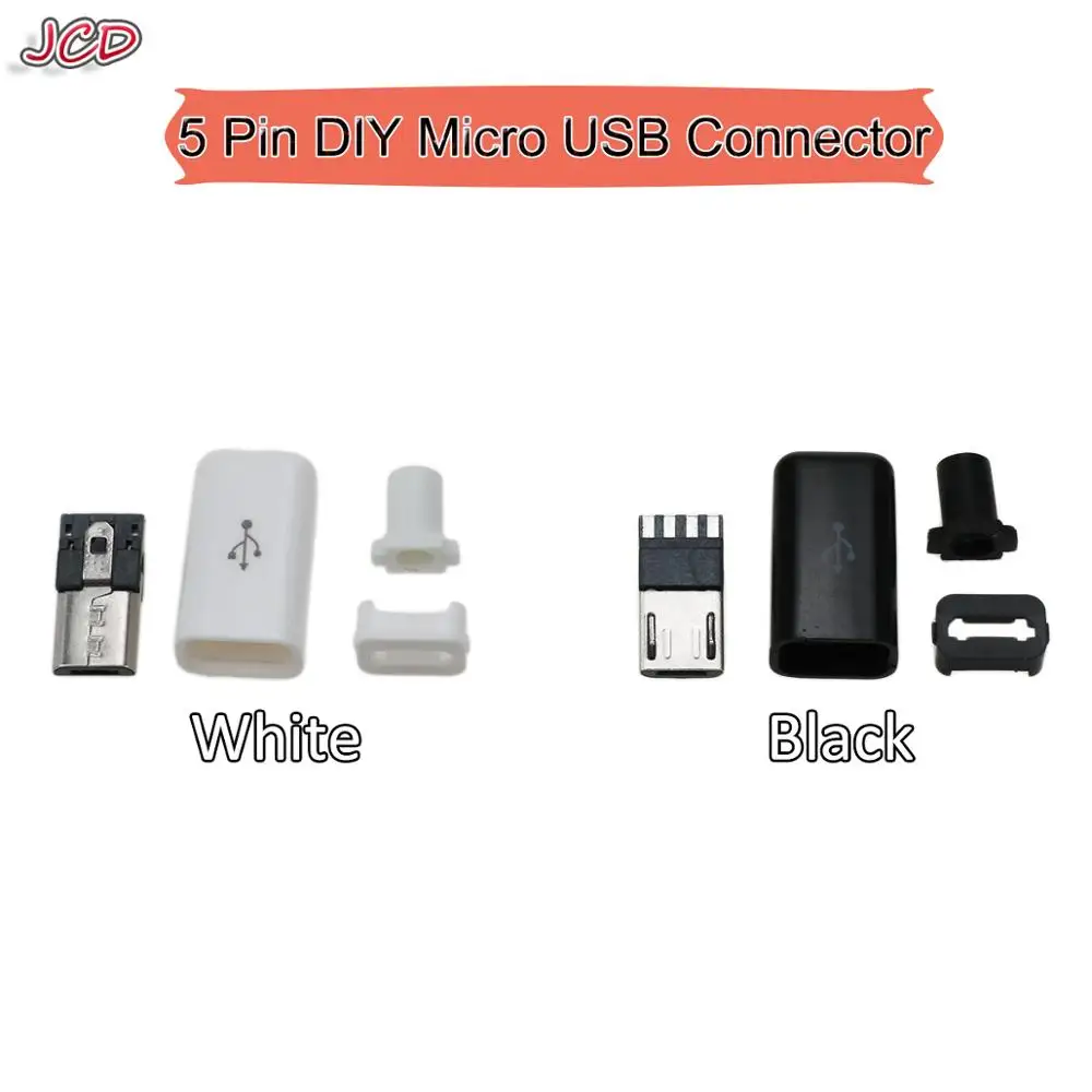 JCD Новый 20 шт./лот USB штекер 5 контактный DIY микро разъем пластиковый корпус