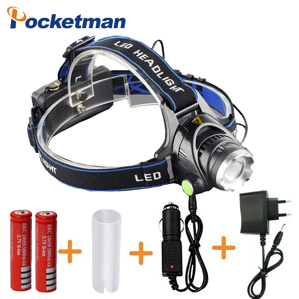 Светодиодный налобный фонарь T6 светодиодный с увеличением 18650 2000лм XML