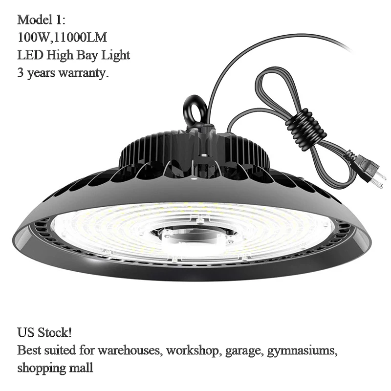 100 Вт UFO LED High Bay Light Водонепроницаемые светодиодные гаражные светильники высокого