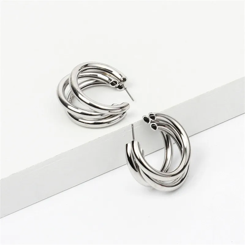DoreenBeads модные серьги-гвоздики золотые простые геометрические большие круглые