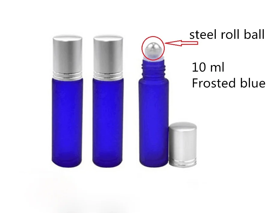 500 x 10ml Empty Frosted Blue Glass Roller Bottle with Stainless Steel Metal Roll On for Essential oil Aromatherapy Perfume | Красота и
