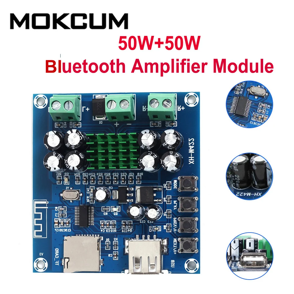 XH-M422 50 Вт + DC 12-24 В TPA3116D2 Bluetooth 4 0 модуль платы усилителя с U-диском TF-картой |