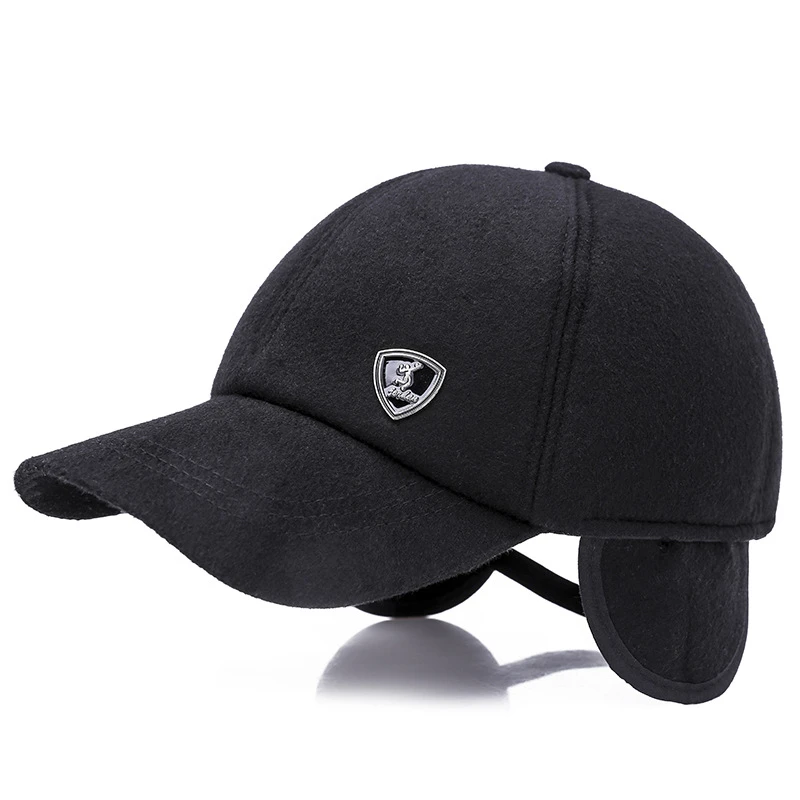 2019 Мужская Зимняя кепка модная бейсбольная с ушками Gorras Para Hombre однотонная