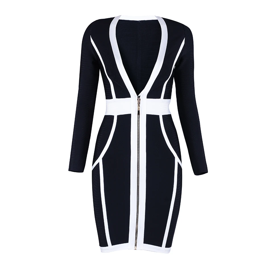 2017 сексуальное женское вечернее платье с длинным рукавом глубокий v-образный