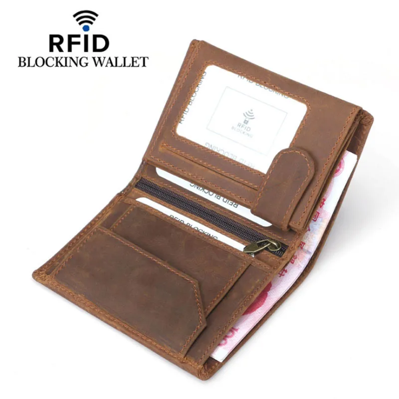 Мужской бумажник с блокировкой RFID из натуральной коровьей кожи зажимом для денег