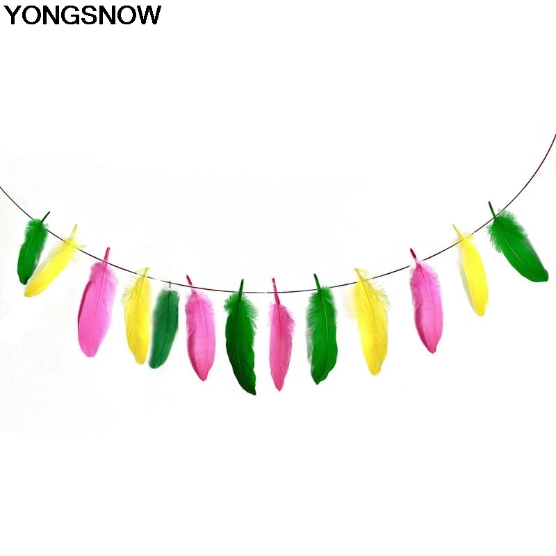 YONGSNOW Soild красочные перья баннер гирлянда бантик флаг для дня рождения вечерние