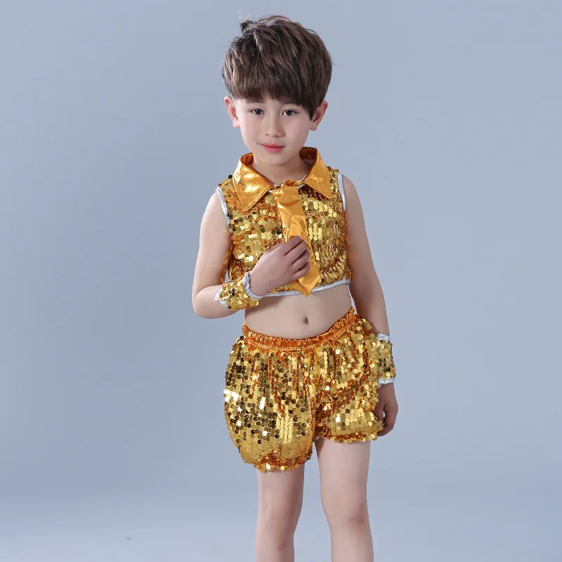 Новинка 2017 детские танцевальные костюмы для мальчиков и девочек с блестками