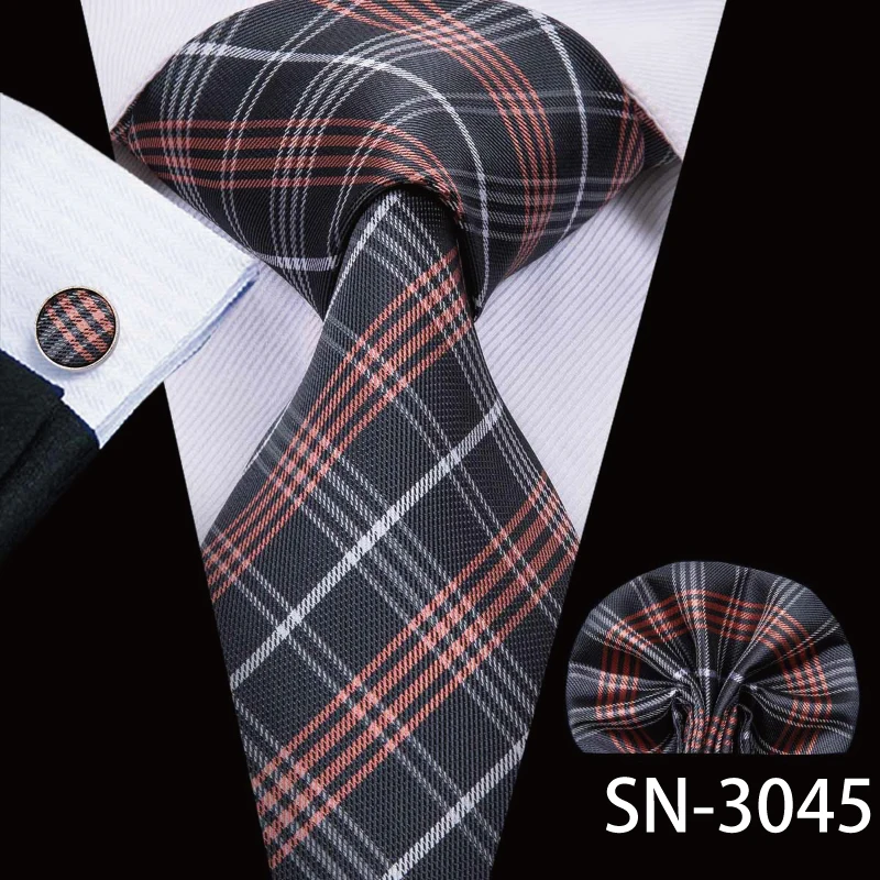 SN-3045 Hi-Tie роскошные шелковые коричневые галстуки с цветочным узором пейсли для мужчин набор галстуков и носовых платков модные дизайнерские деловые свадебные мужские галстуки - Цвет: SN-3045
